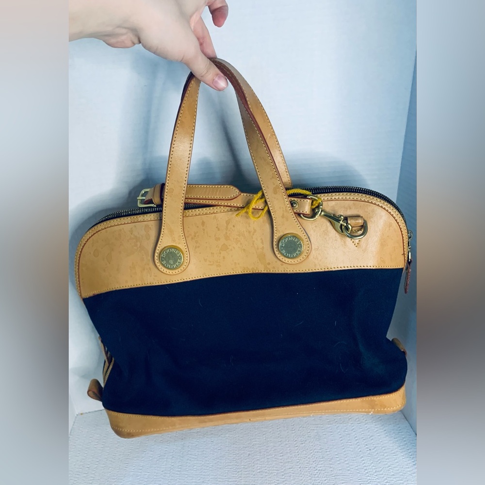 Dooney & Bourke vintage navy fabric and natural leather bag - USA - Pre-Loved
